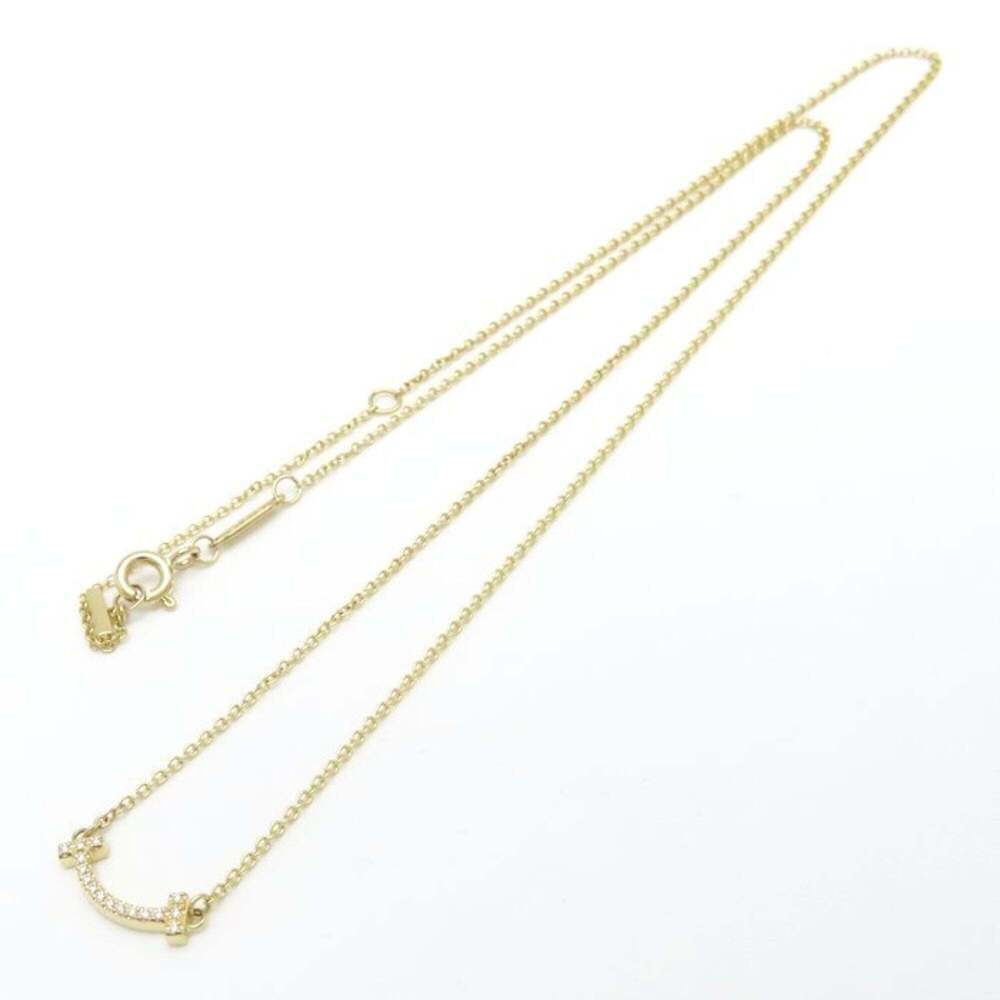 TIFFANY&Co. Tiffany T Smile Necklace Mini Diamond 18K Yellow Gold Women's 295313 - Picture 4 of 8